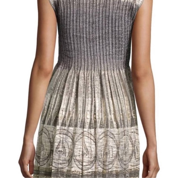 NWT Max Studio smocked gold & silver dress M - Picture 2 of 9